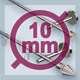 Ø10 mm single-track stainless steel curtain fittings for wall mounting