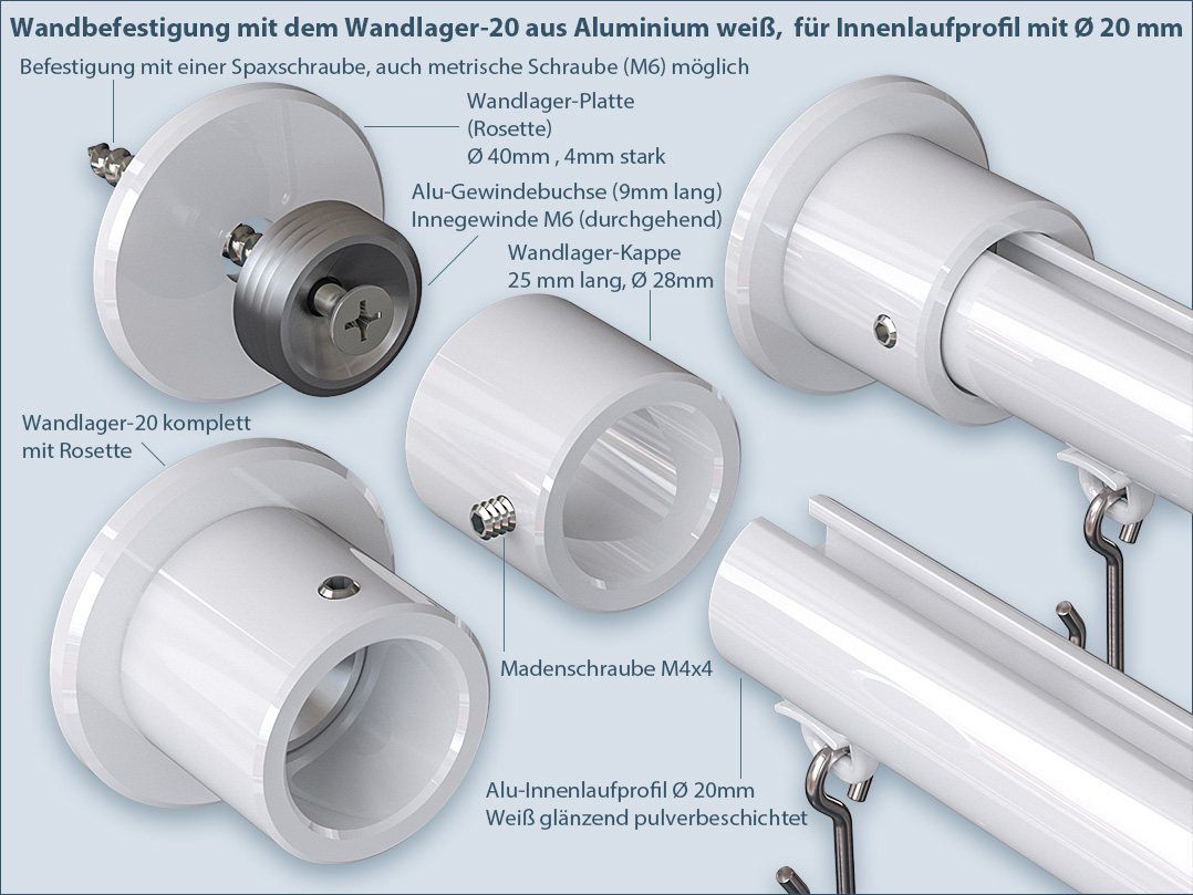 Shower rail U-shape inner rail white wall mounting handicap accessible shower