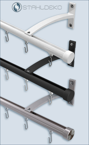 Curtain rod Bend 1-track,Aluminum inner runner profile 20mm in stainless steel look,black or white