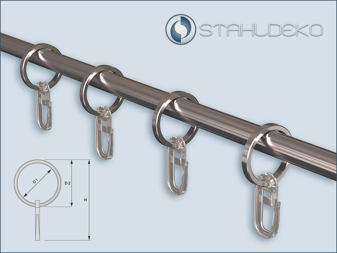 Curtain rings for stainless steel curtain rods with a diameter of 10mm