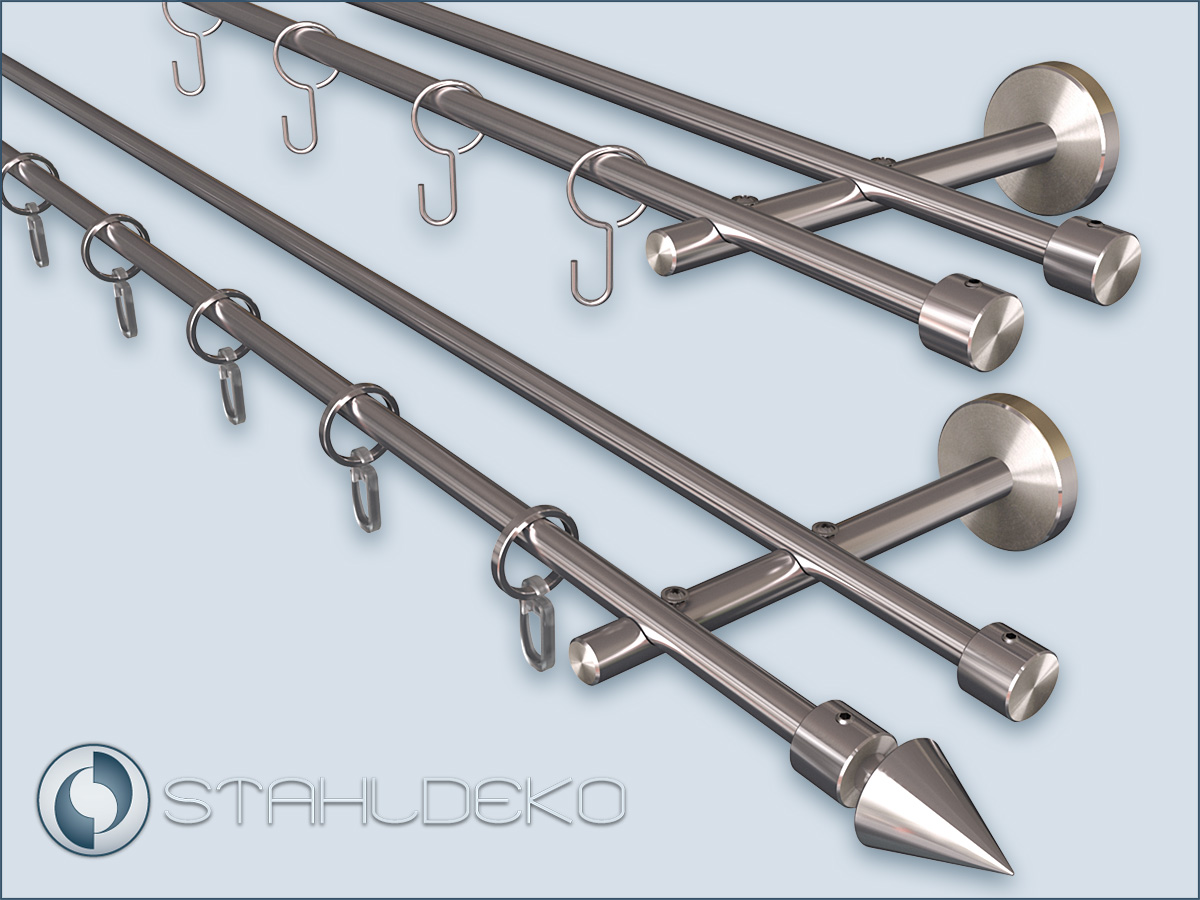 Curtain Rod Sont-10 double-track made of Stainless Steel V2A customizable.