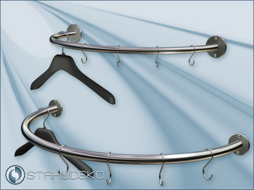 Semi-circular bent coat rods, tube diameter 20 or 28mm