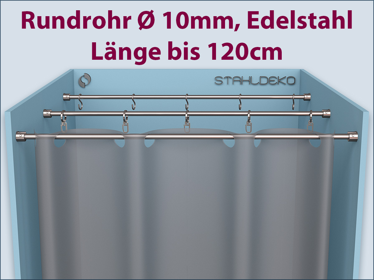 Stainless steel shower curtain rod Ø 10mm, straight partition on