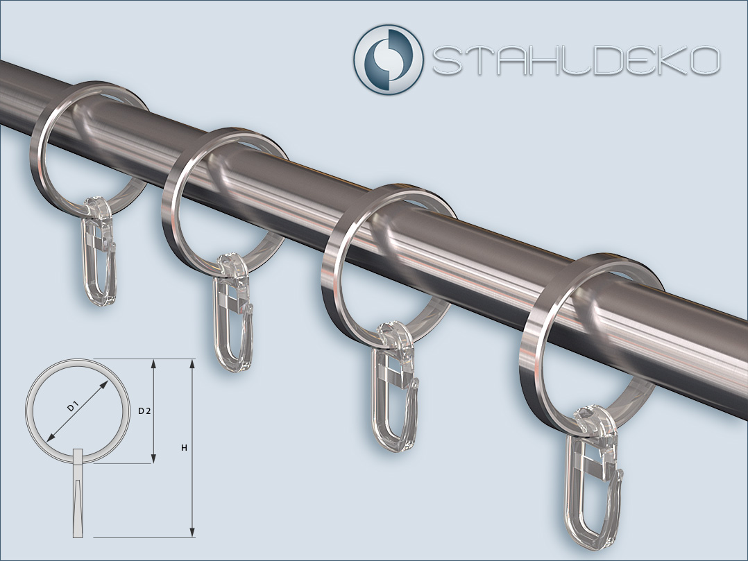 Rings for stainless steel curtain rods with a diameter of 16mm