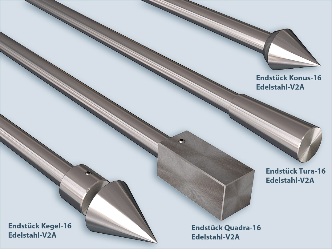 Curtain rod end pieces for 16mm diameter rods