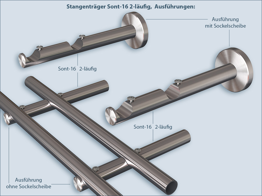 Double holder for rods and tubes sont-16mm 2-barrel, in the living area and bathroom area