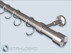 Curtain rod for wall mounting Primo-28 with S-hook and end piece cylinder 1-track made of stainless steel