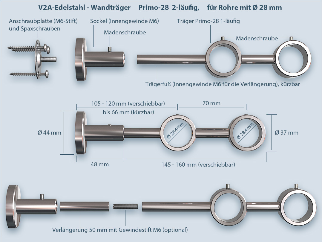 Holder bracket for rods 28mm system Primo-2-barrel attachment instructions