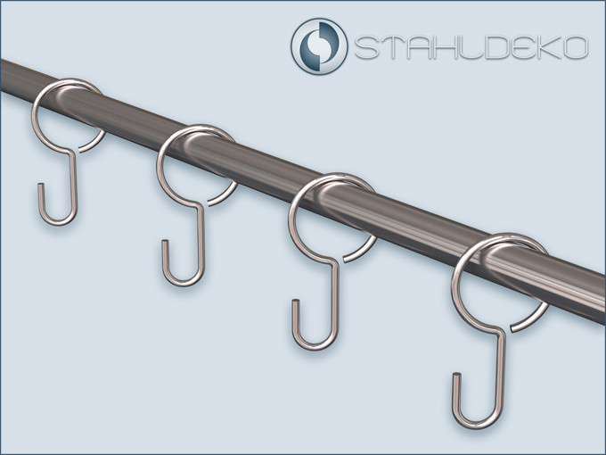 Steel hook - Ring hook, rail hook, and rope hook, for pipes and rods with 10mm diameter