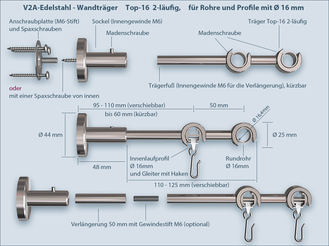 Double Track Curtain Rail Top-16mm design to your taste.