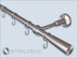 Curtain rod Primo-16 1-track set end piece Tura steel hook and stainless steel tube