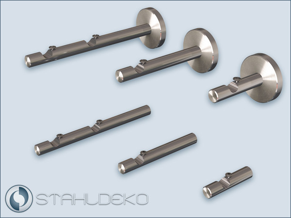 Rod holder Sont10, Stainless steel V2A, single-track short or long, double-track, for curtain rods, towel rods or railing