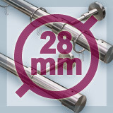 Ø28 mm single-track curtain rods made of stainless steel for wall mounting