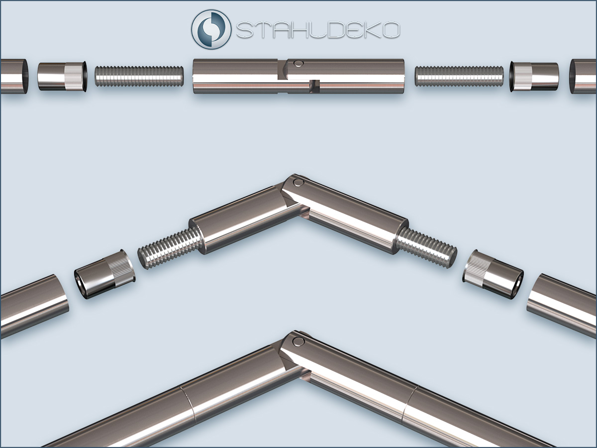 Bay joint 10, Stainless steel - V2A, threaded connection tube 10mm, for sloped roofs and walls