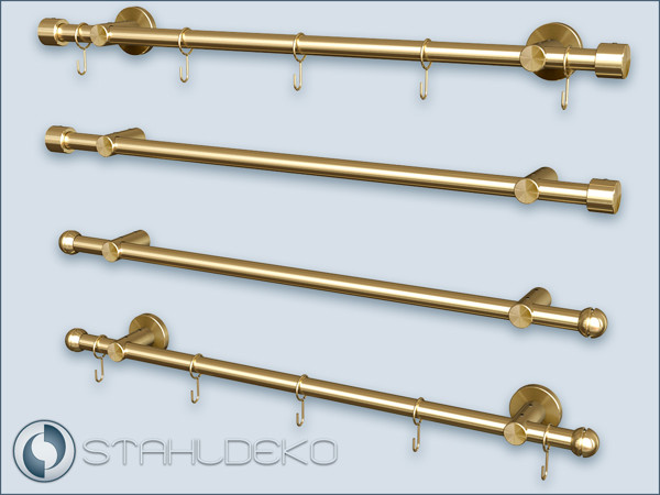 Kitchen rail hook rail for the kitchen made of solid brass with the tube Ø 16mm,Railing bracket system post 16,Assemble to measure.
