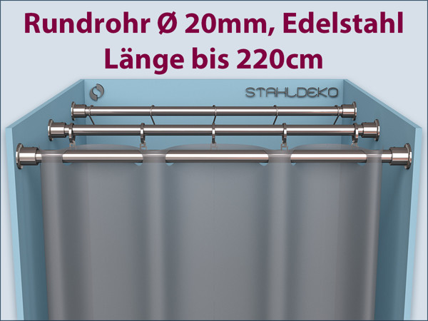 Shower curtain holder made of stainless steel Ø 20mm,straight shower tray partition,customize with rings and hooks
