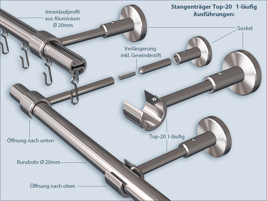 Here are the top 20 curtain rod holders for use with 1-track tubes, inner track profiles and aluminum profiles with a diameter of 20mm