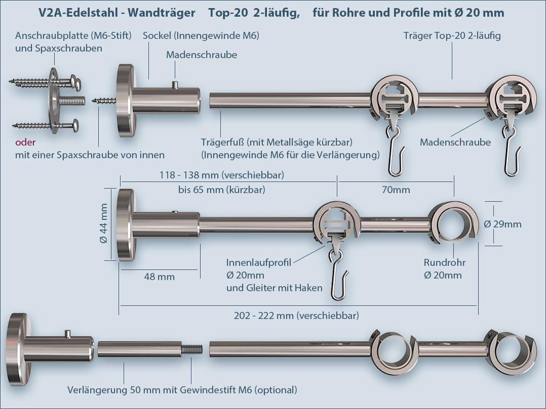 Here are the top 20 mounting systems for double-track curtain rod brackets for inner track and round tubes