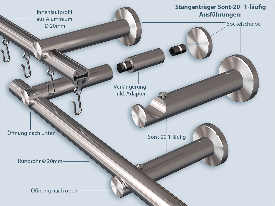 The rod supports for the Sont-20mm curtain rod are perfect for a variety of uses, such as living room, bedroom or kitchen curtains