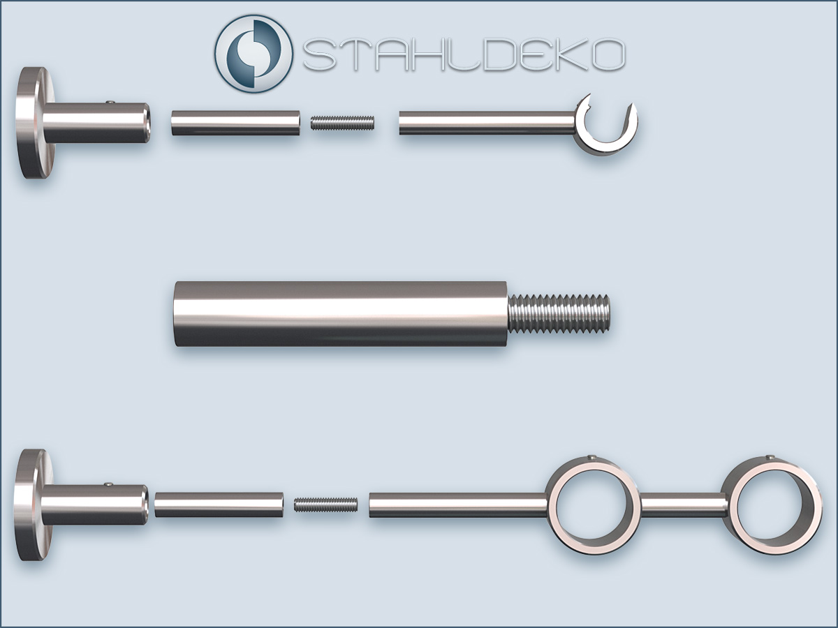 Bracket extension for curtain rod: Extension for Top and Primo rod brackets, V2A - stainless steel