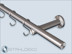 Classic curtain rod with a run made of stainless steel tube 20mm diameter,bracket Sont-20,Impact caps as end pieces and S-shaped curtain hooks for a timeless window decoration.