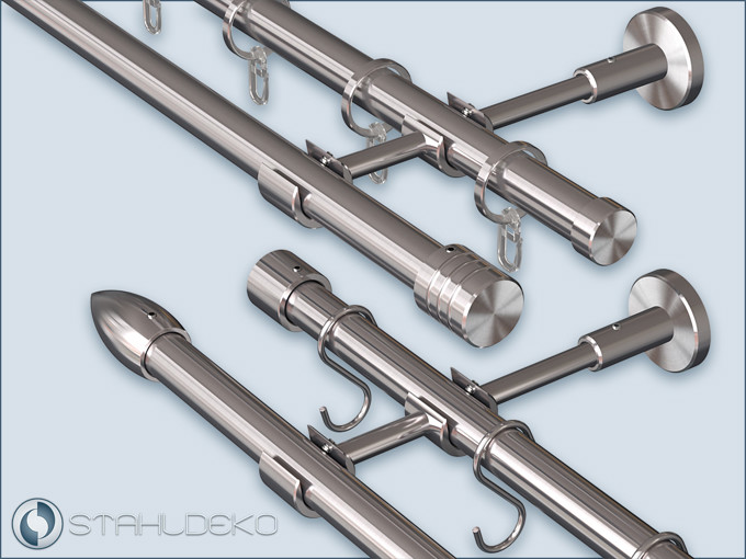 Personalise the curtain rod made of stainless steel with the Top-20 double-track bracket system