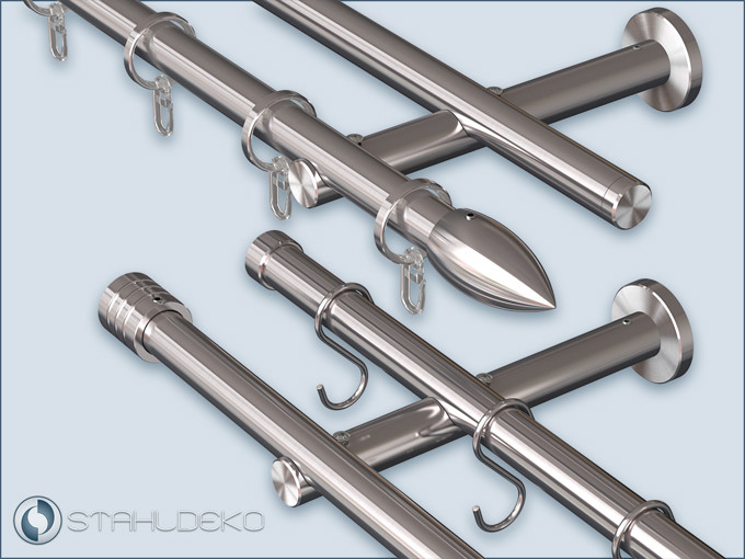 Stainless steel double-track style set with a 20mm pipe and Sont-20 brackets made to measure