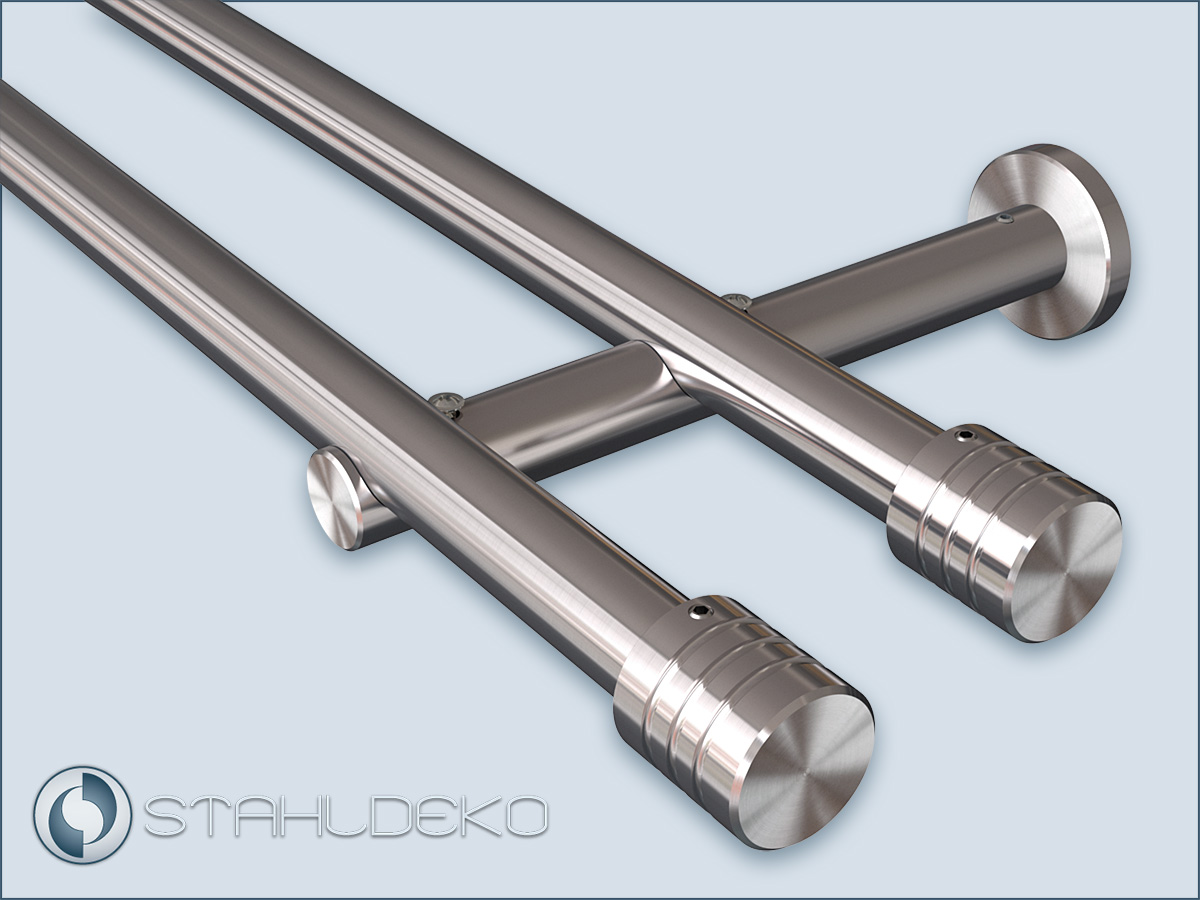 2-track curtain set 20mm,Sont-20 rod mount,wave end button,without rings  curtain hooks,Stainless steel