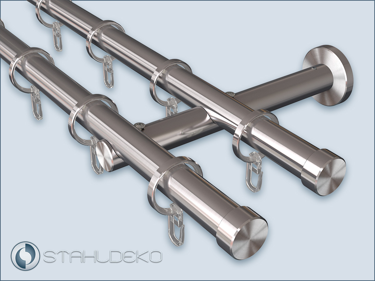 Double track style set 20mm,Rod mount Sont-20,Stainless steel cap end button,curtain rings,Stainless steel