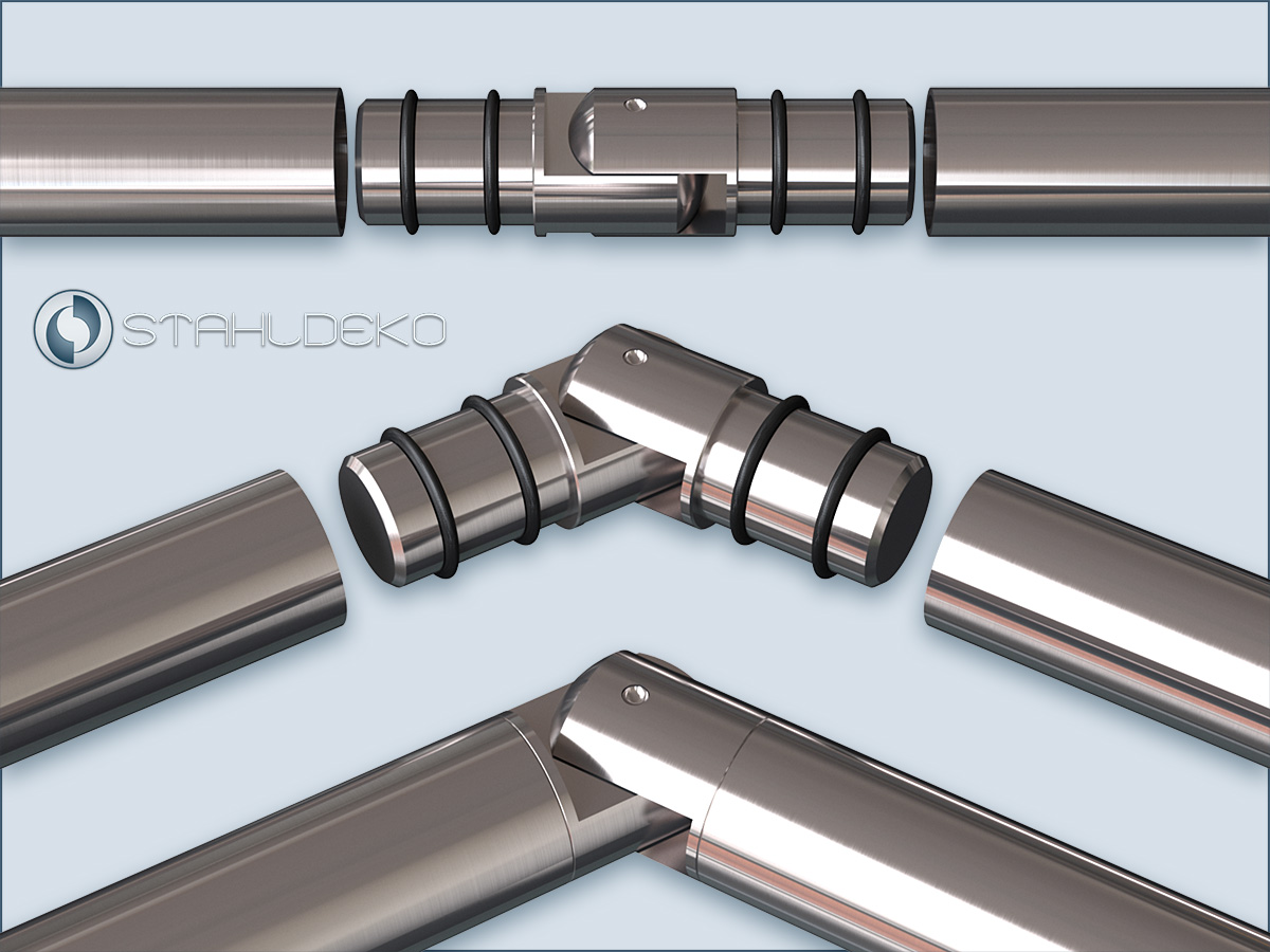 Joint for pipes with 20mm diameter made of V2A stainless steel