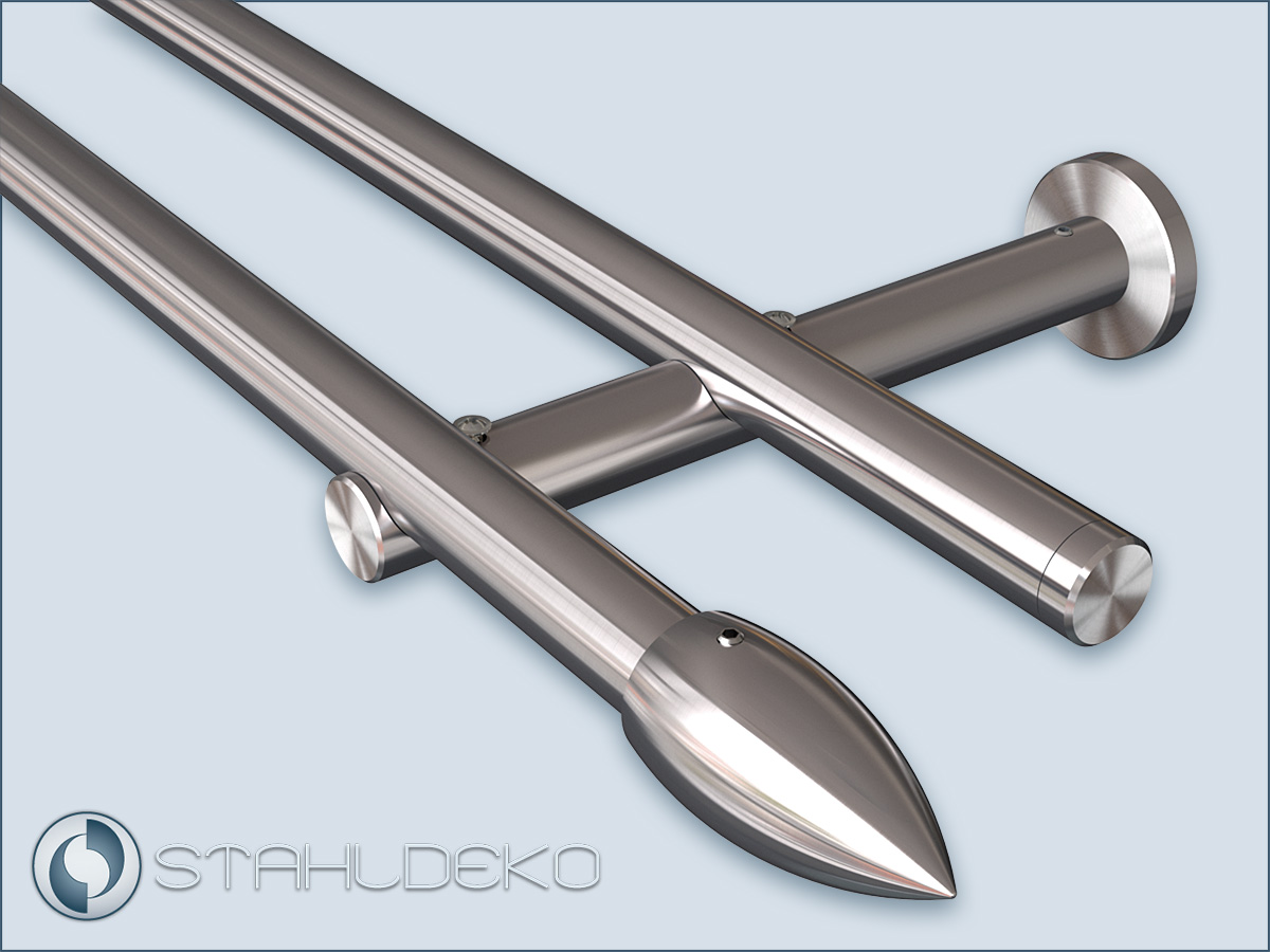 2-track style set 20mm,Rod mount Sont-20,Endstück Island,without curtain rings  hooks,Stainless steel
