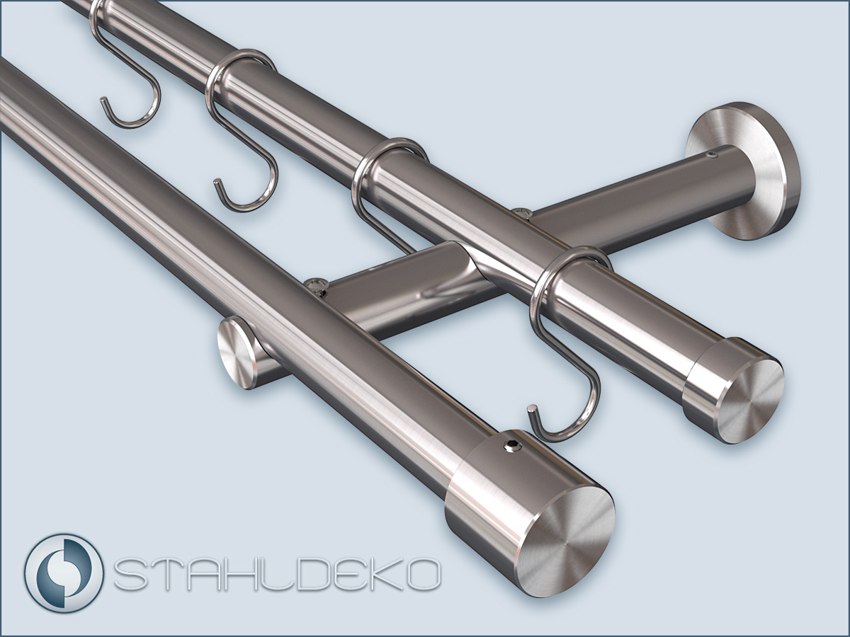 2-track curtain set 20mm,Sont-20 mount,cylinder end button, Gardinenhooks,Stainless steel