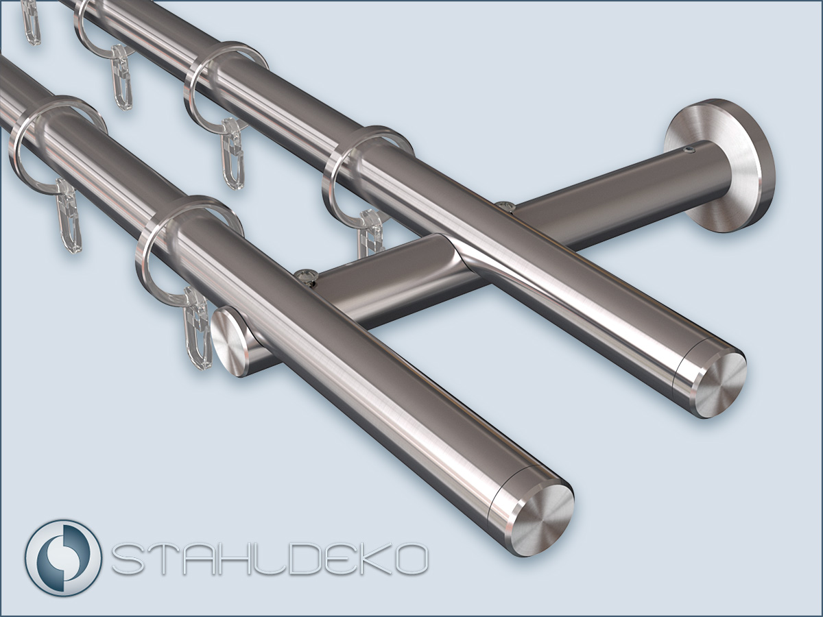 2-track curtain rod 20mm,Sont-20 mount,Impact cap end piece,Call,Stainless steel