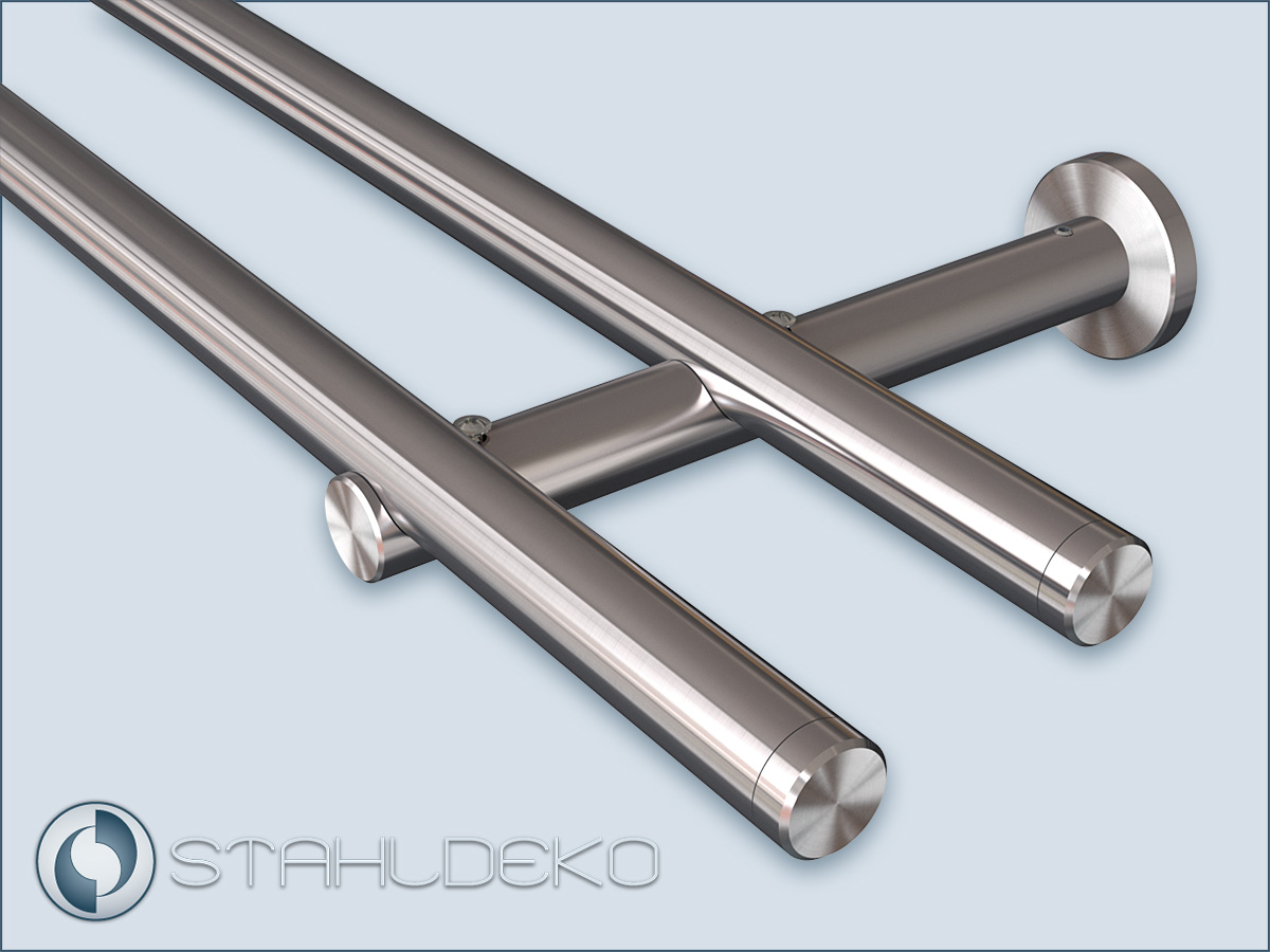 Two-track style set 20mm,Sont-20 bracket,Impact cap end piece,without curtain rings  hooks,Stainless steel