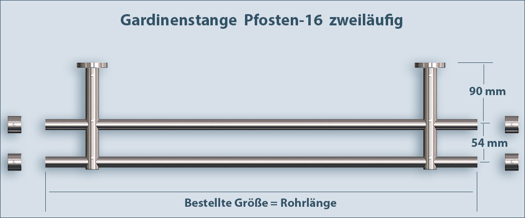 Measure the stylish 2-track set of posts 16 made of stainless steel and order the right length