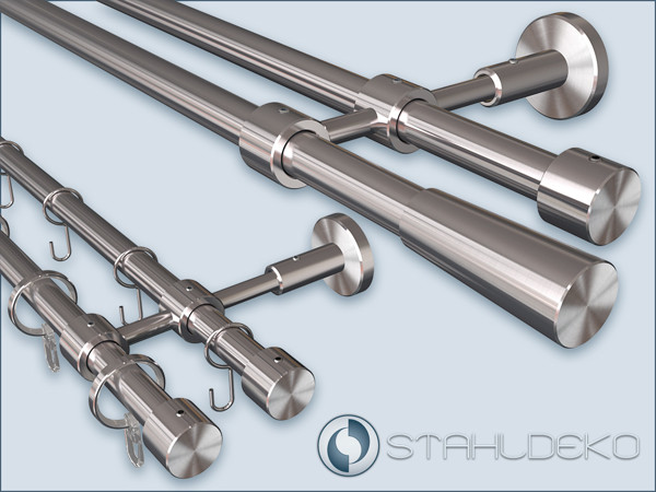 Curtain rod Primo-16 2-track with 16mm tube design as you like,Material stainless steel