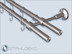 Timeless stainless steel curtain rod,double-track tube 16mm with Primo-16 mounts,Impact cap end pieces and curtain hooks.