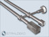 Double-track style set,16mm diameter,Top 16 bar mount,Square end pieces,without rings and curtain hooks,made of stainless steel