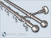 Elegante Stilgarnitur,double track, 16mm Edelstahlrohr,Top 16 bar bracket,ball end knobs,including rings and curtain hooks