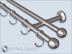 Noble 2-track curtain rod, 16mm Edelstahlrohr,Sont-16 rod bracket,ball end knobs,incl. hooks