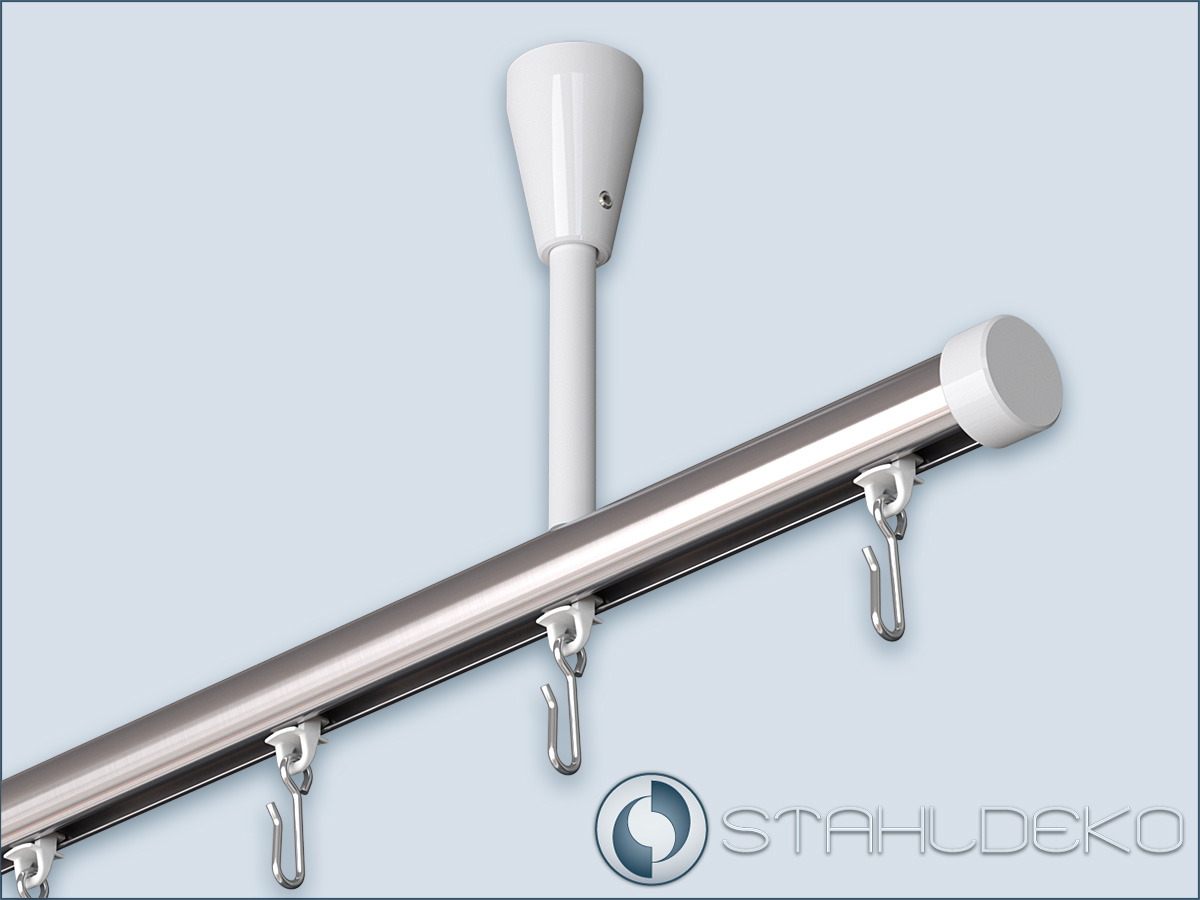 Inner track curtain rod Standard single track for ceiling mounting, end  pieces optional.