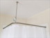 L-shaped Shower Rod with White Curtain