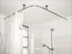 L-Shaped Curved Shower Curtain Rod, Inner Running, Stainless Steel, Wall and Ceiling