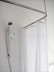 Curved L-shaped Stainless Steel Rod, Inner Running, Ceiling Support for Slope, Textile Shower Curtain