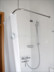Curved L-shaped Shower Rod, Stainless Steel, Textile Shower Curtain, Corner Shower Tray