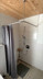 L-shaped aluminum and stainless steel shower curtain rod, curved, for wall and ceiling mounting