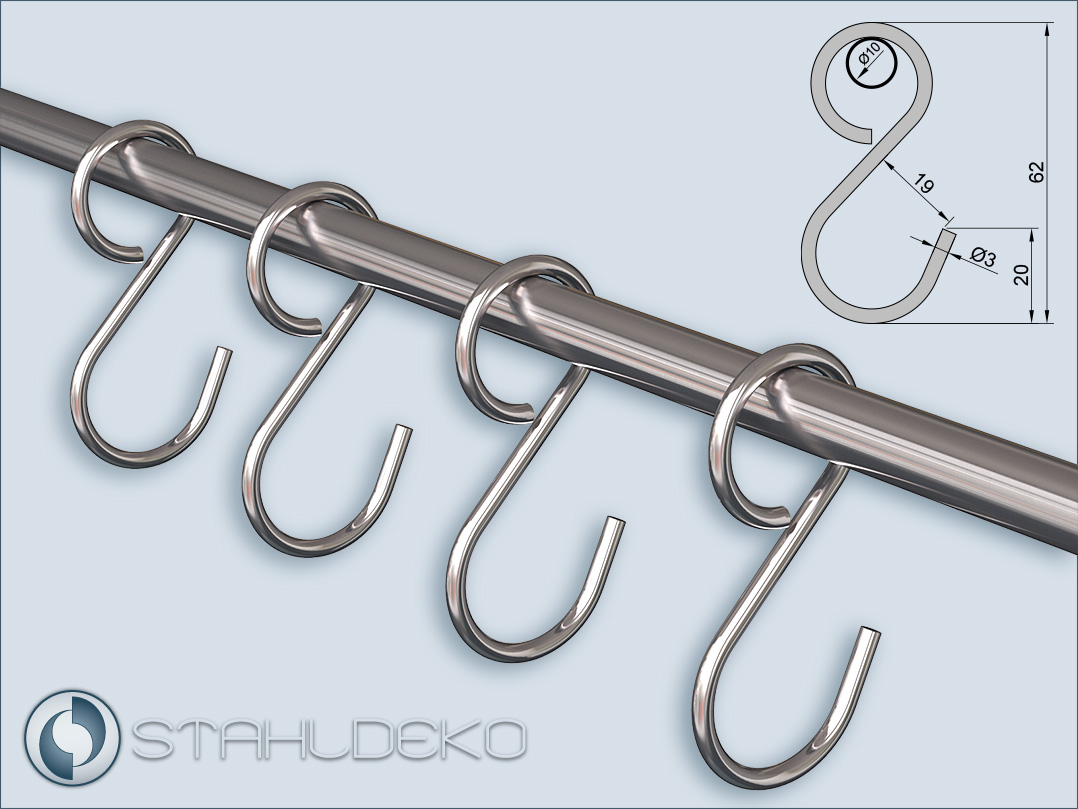 Dimensional Sketch for Nirosta Steel Ring Hook Suitable for 10mm Pipes