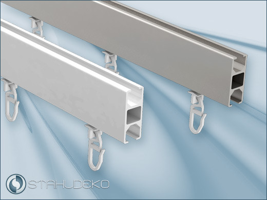 Inner track curtain rail as square profile made of aluminum 14x35mm