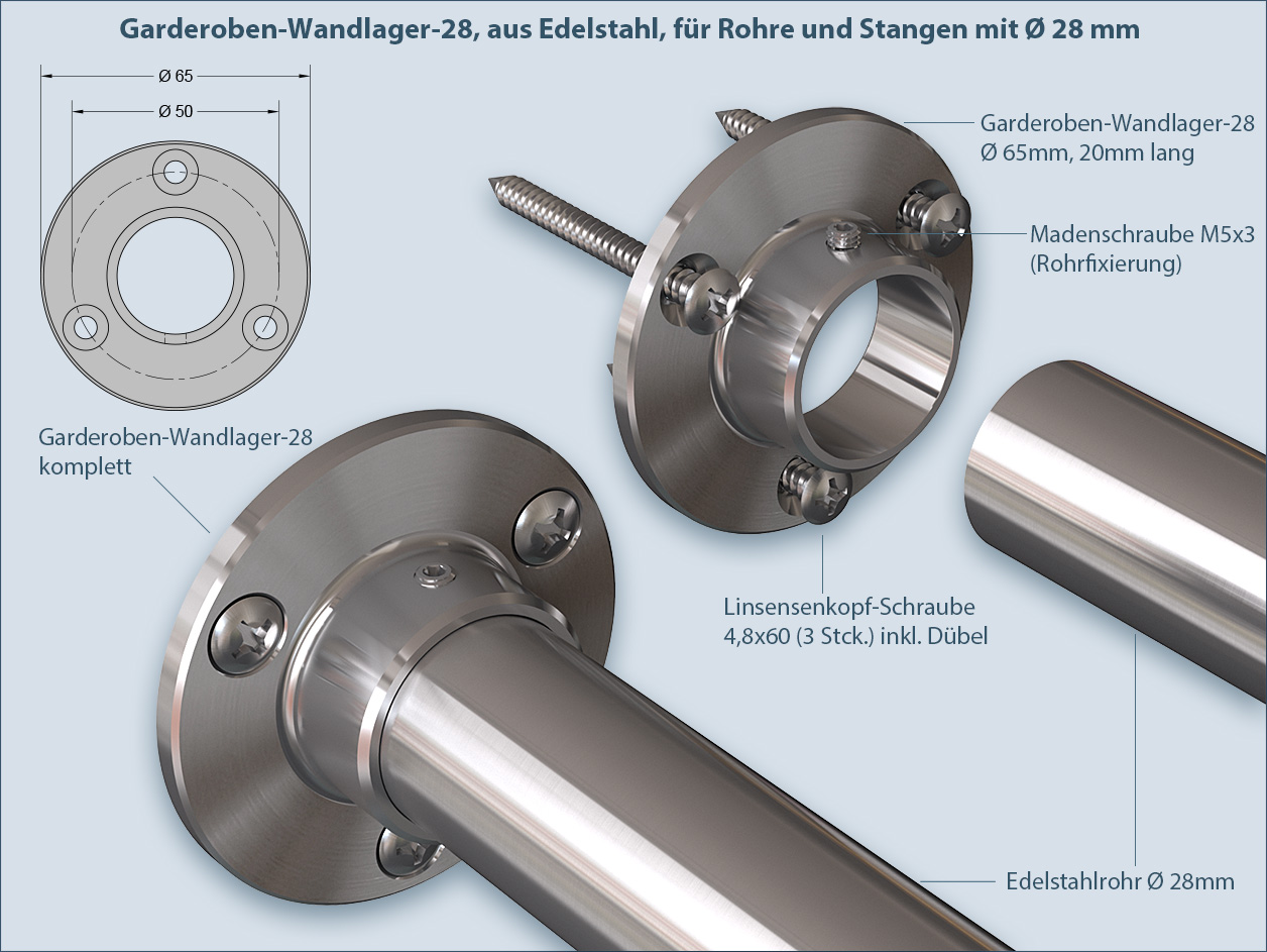 Installation guide for closet rod wall flanges – Robust mounting for 28mm diameter