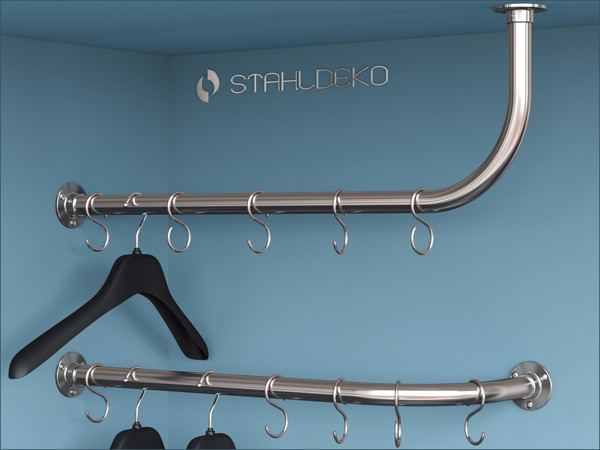 Durable L-Shaped Clothes Rail in 28mm Stainless Steel